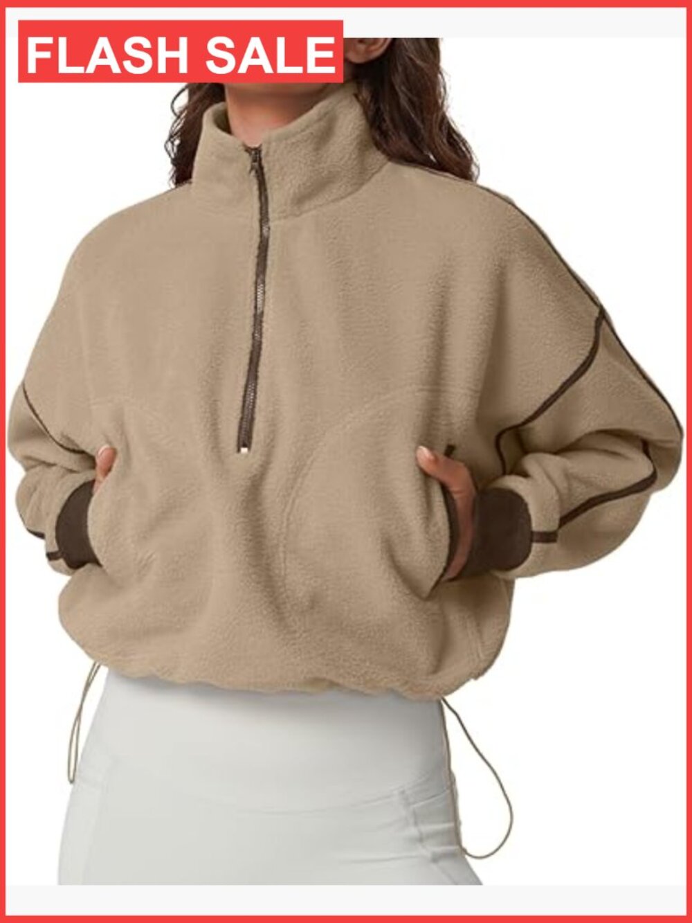 Half Zip Fleece Short Pullover Sweatshirt Long Sleeve Cozy Sherpa Top
